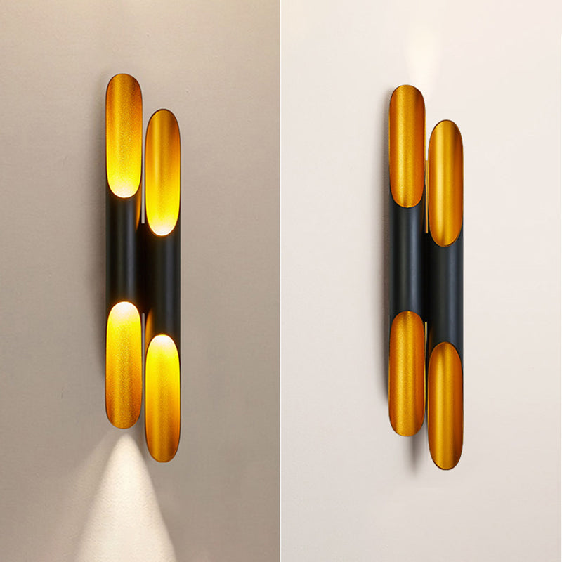 2-Lights Slant Cut Pipe Shaped Wall Lamp Post-modern Style Metal Sconce Light for Coffee Shop Restaurants