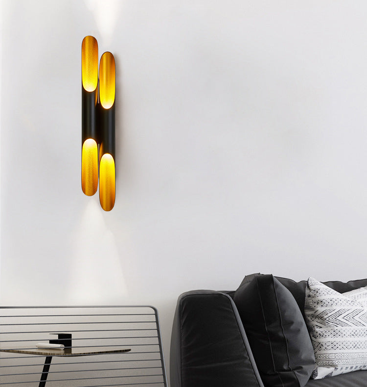 2-Lights Slant Cut Pipe Shaped Wall Lamp Post-modern Style Metal Sconce Light for Coffee Shop Restaurants