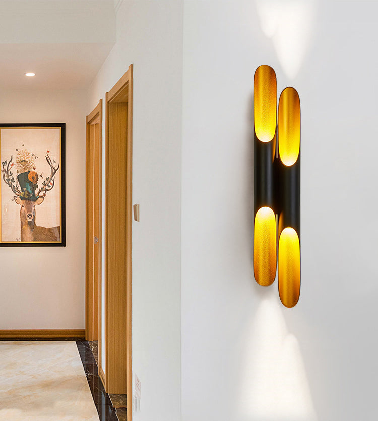 2-Lights Slant Cut Pipe Shaped Wall Lamp Post-modern Style Metal Sconce Light for Coffee Shop Restaurants