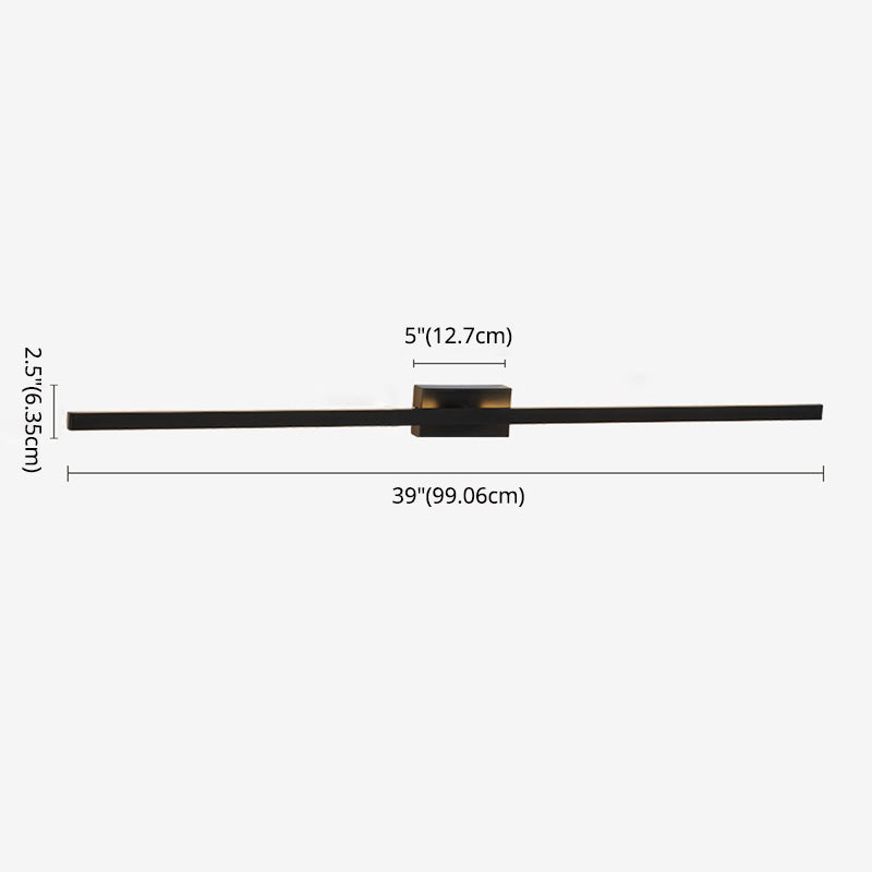 Rotatable Minimalism LED Line Wall Lamp Contemporary Style Long Strip Acrylic Sconce Lights in Black