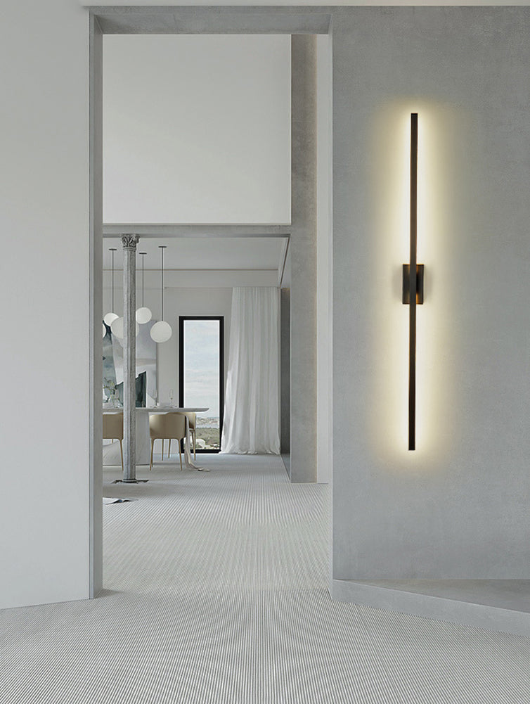 Minimalisme rotatif Ligne LED lampe murale contemporain Long Strip Strip acrylique Lalls d'applications en noir