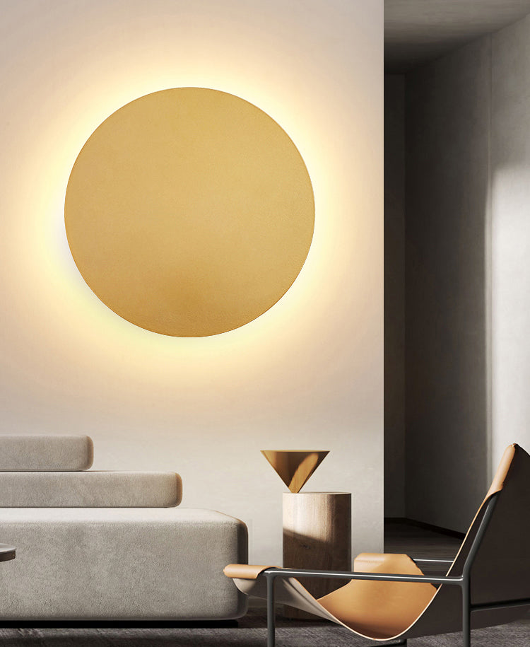 Modern Minimalist Style Round Disc Wall Light Sconces Metal Sconce Lights for Living Room