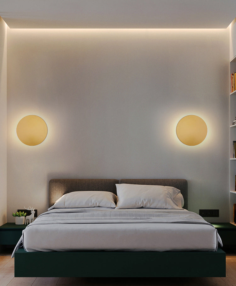 Modern Minimalist Style Round Disc Wall Light Sconces Metal Sconce Lights for Living Room