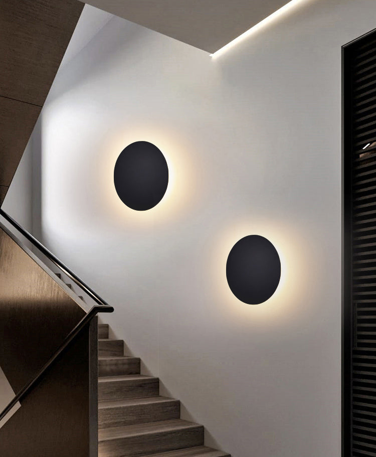 Modern Minimalist Style Round Disc Wall Light Sconces Metal Sconce Lights for Living Room
