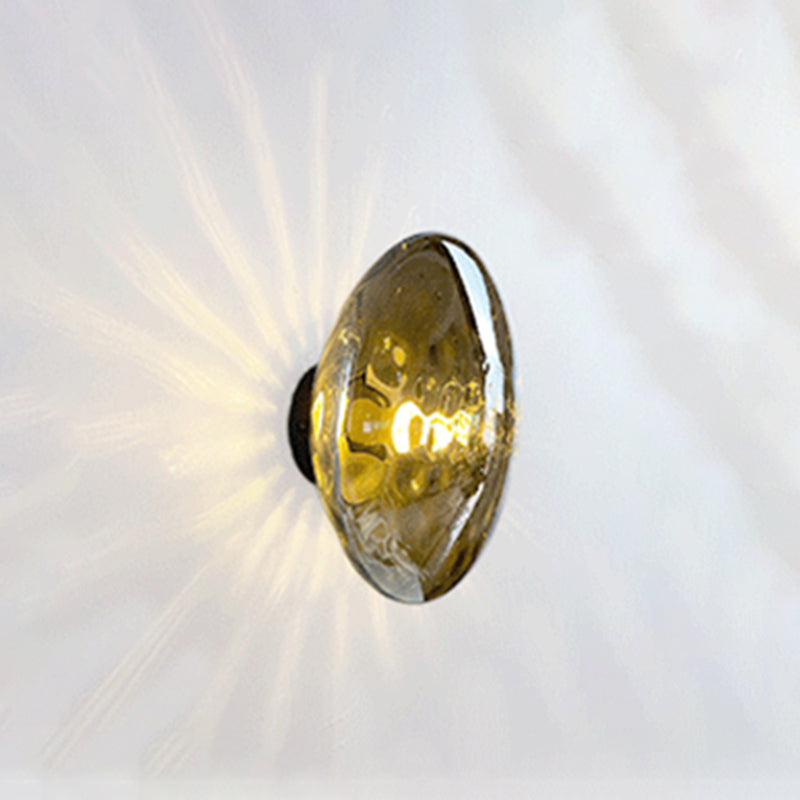 Modern Round Disc Wall Light Sconces Glass Sconce Lights for Living Room