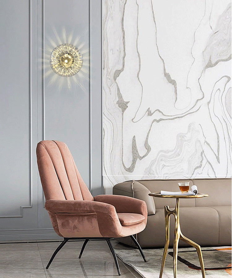 Modern Round Disc Wall Light Sconces Glass Sconce Lights for Living Room