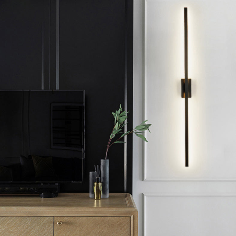 Minimalisme rotatif Ligne LED lampe murale contemporain Long Strip Strip acrylique Lalls d'applications en noir