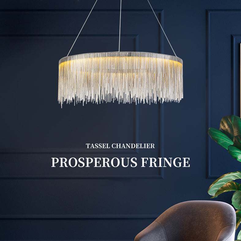 Round Metal Suspended Lighting Fixture Modern Style LED Chandelier Pendant Light