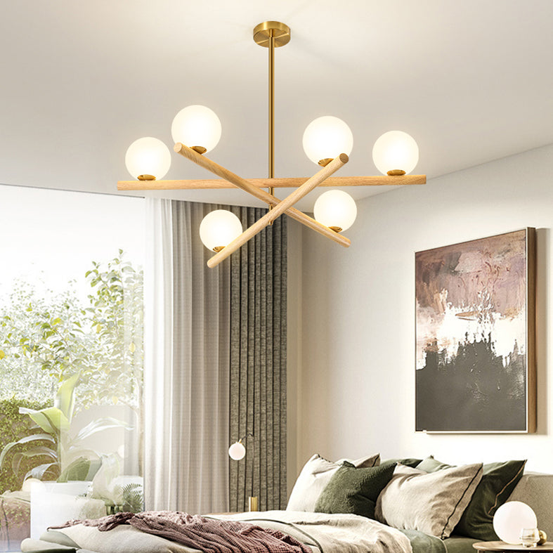 Bolle Nordic Bolle a sospensione Lampada in legno Lampadella a sospensione Luce in bianco in bianco