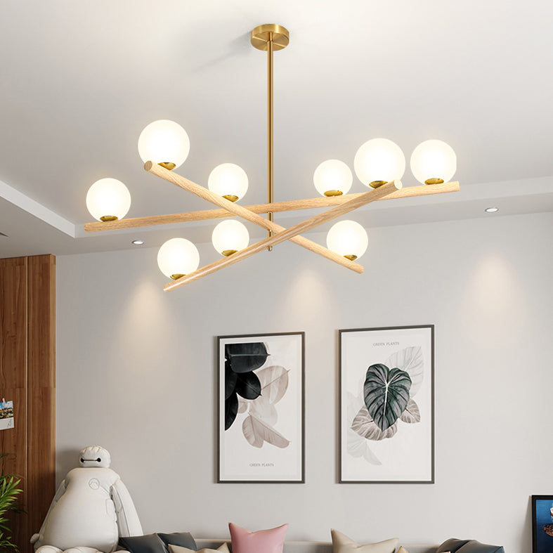 Burbujas nórdicas lámparas colgantes salón de estar de madera lámpara de araña de lámpara en blanco