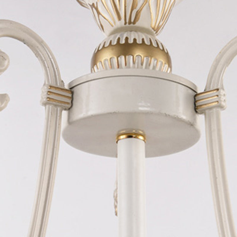 Stained Glass White and Gold Ceiling Chandelier Dome 3/5/9 Lights Tiffany Pendant Lighting