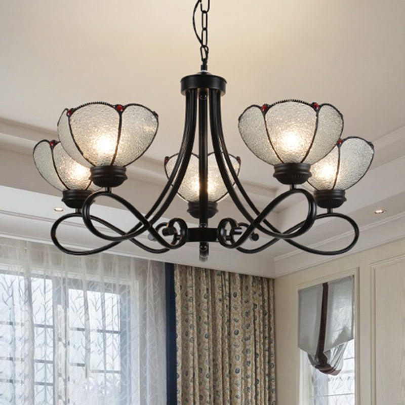 Lampada del lampadario smerlata Tiffany 3/6/8 Luci in vetro smerigliato in vetro in nero