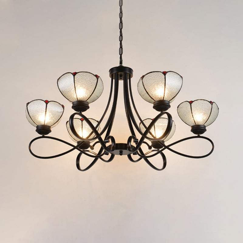 Lampada del lampadario smerlata Tiffany 3/6/8 Luci in vetro smerigliato in vetro in nero