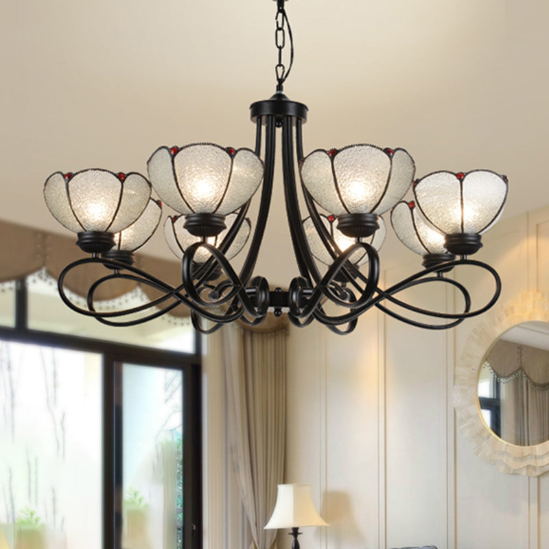Lampada del lampadario smerlata Tiffany 3/6/8 Luci in vetro smerigliato in vetro in nero