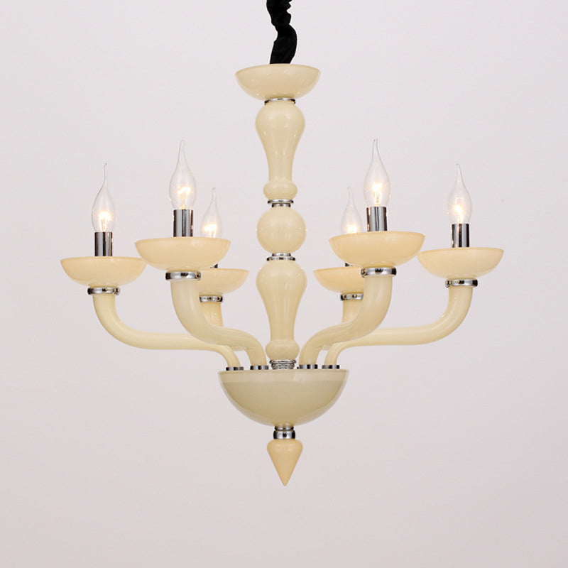 Sputnik Sala de estar Iluminación Beige antiguo/White/Black Glass 10 cabezas Lámpara colgante colgante de cromo