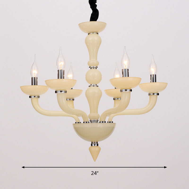 Sputnik Sala de estar Iluminación Beige antiguo/White/Black Glass 10 cabezas Lámpara colgante colgante de cromo