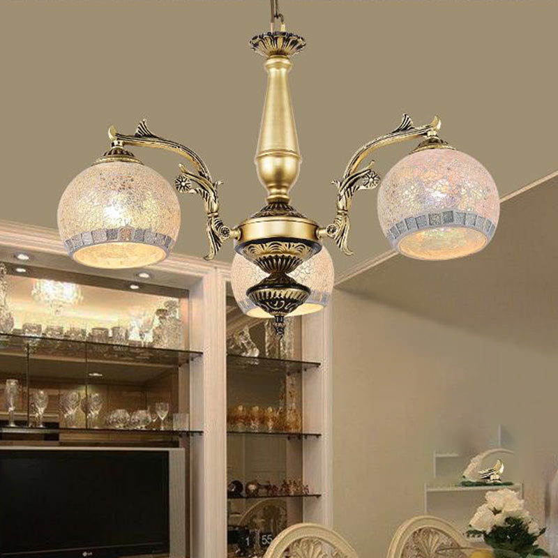 Antique Lampada del lampadario a lampadario a globo ottone