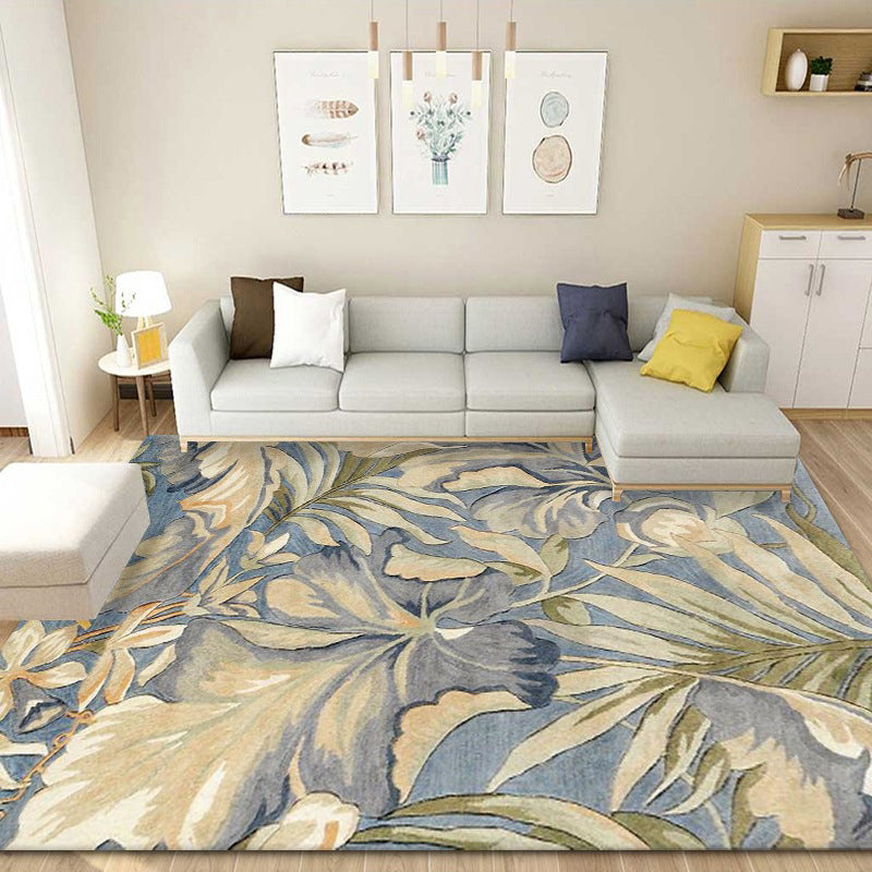 Modern Floral Printed Indoor Rug Trendy Simplicity Rug Polyester Non-Slip Backing Carpet for Living Room