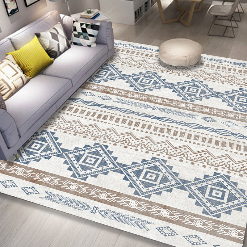 Multicolor Bohrmian Area Carpet Polyester Southwestern Pattern Indoor Rug Easy Care Carpet for Living Room
