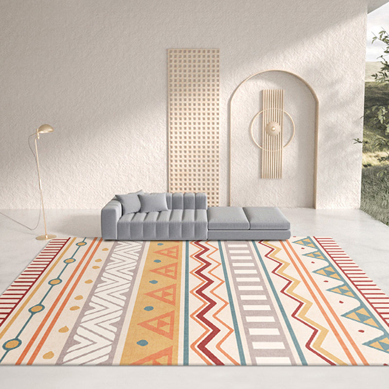 Eenvoudige abrikoos Tone Boheems Trug Polyester Tribal Pattern Area Tapijt niet-slip achterste tapijt voor woonkamer