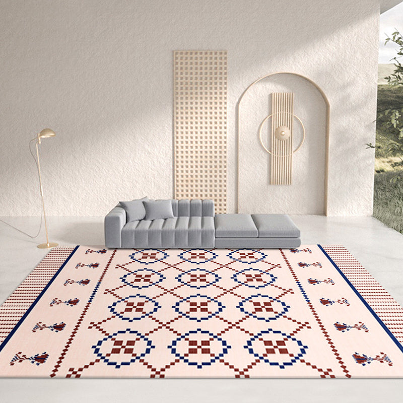 Eenvoudige abrikoos Tone Boheems Trug Polyester Tribal Pattern Area Tapijt niet-slip achterste tapijt voor woonkamer