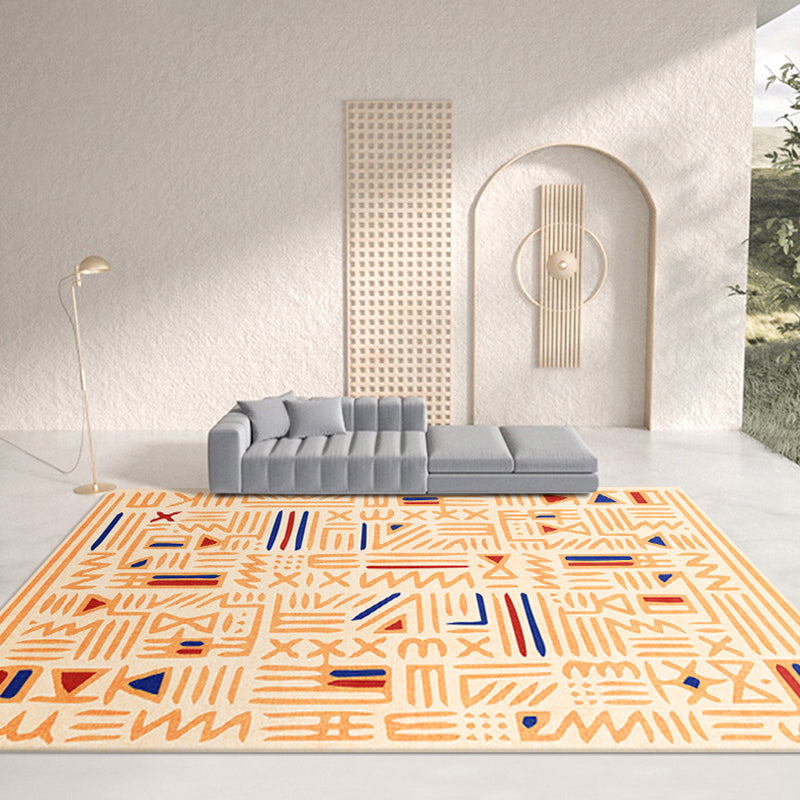 Eenvoudige abrikoos Tone Boheems Trug Polyester Tribal Pattern Area Tapijt niet-slip achterste tapijt voor woonkamer
