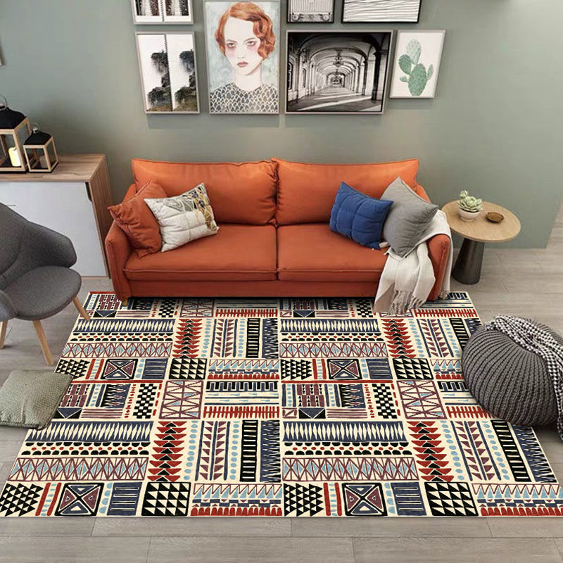 Boheemse tribale symbolen Tapijt Licht Multicolor polyester Area Tapijt Non-slip achterste tapijt voor woonkamer