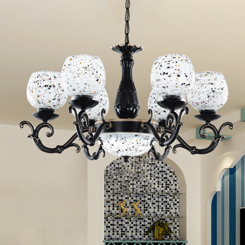Lustre pendant en vitrail arqué Méditerranée 4/6/9 Lumières Black suspendu plafond plafond