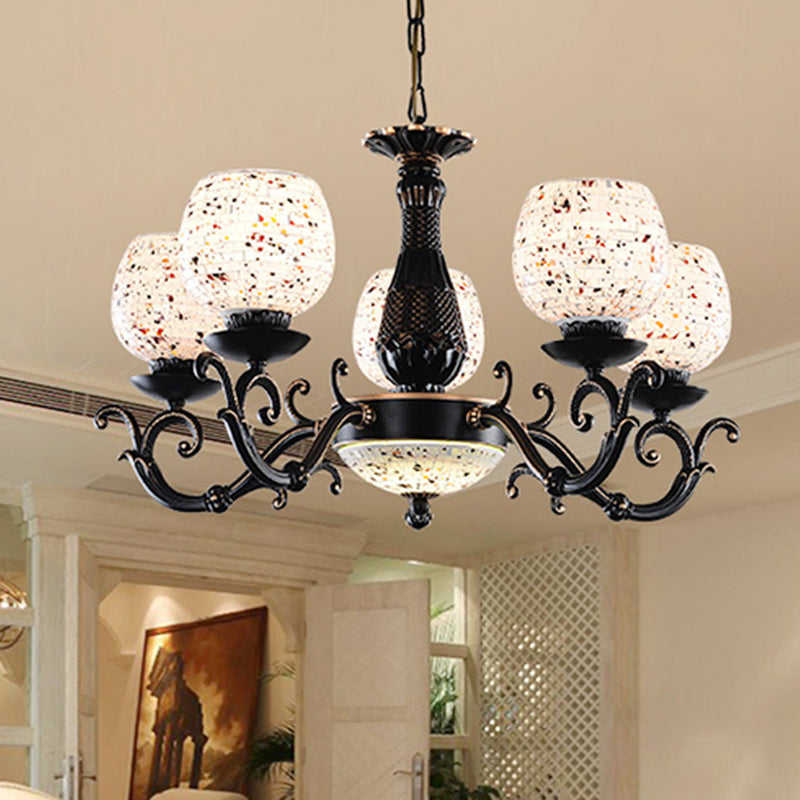 Lustre pendant en vitrail arqué Méditerranée 4/6/9 Lumières Black suspendu plafond plafond