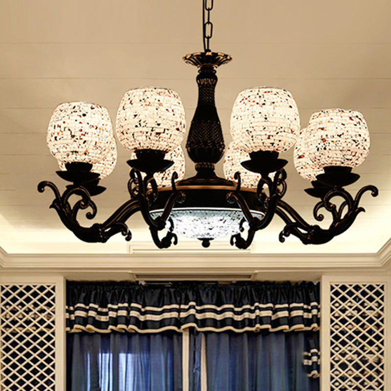 Lustre pendant en vitrail arqué Méditerranée 4/6/9 Lumières Black suspendu plafond plafond