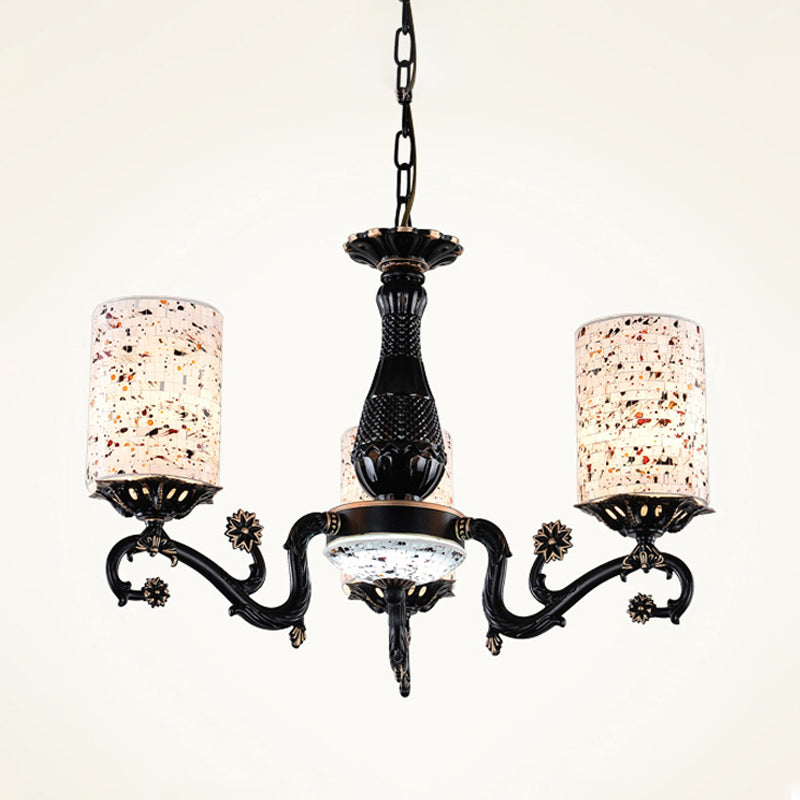 Cylindre noir suspendu Méditerranéen 4/6/9 Lumières Suspension Suspension Pendante