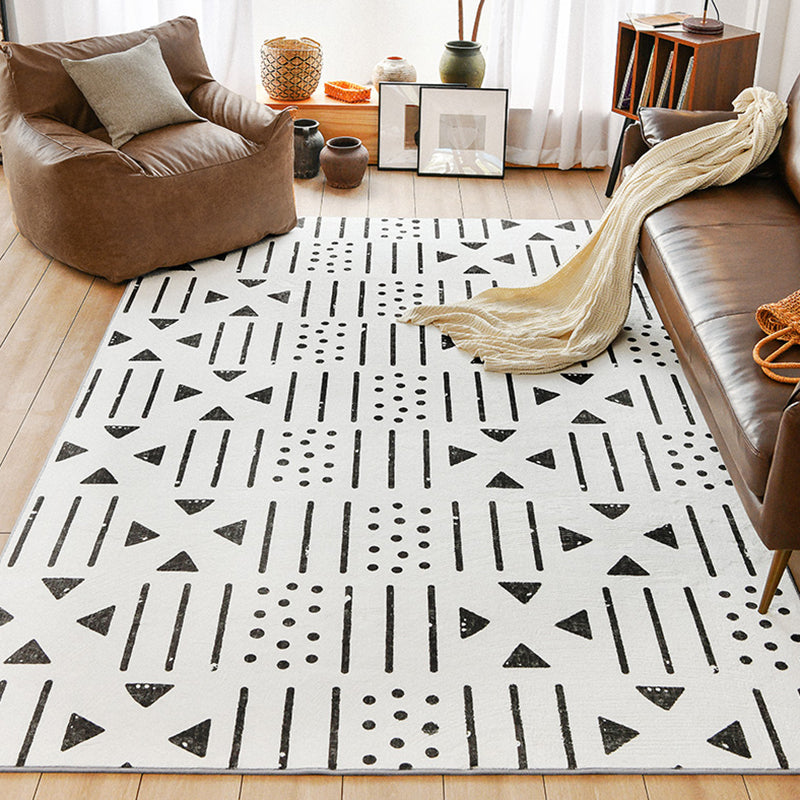 Simple Solid Color Bohemian Rug Polyester Herringbone Area Rug Non-Slip Backing Carpet for Living Room