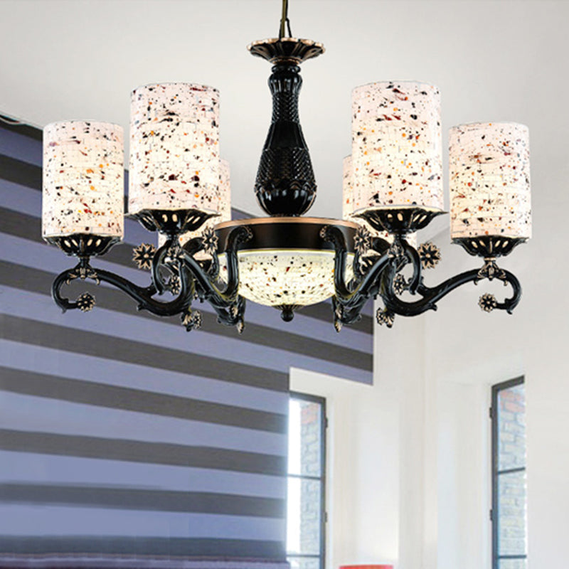Cylindre noir suspendu Méditerranéen 4/6/9 Lumières Suspension Suspension Pendante