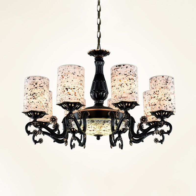 Cylindre noir suspendu Méditerranéen 4/6/9 Lumières Suspension Suspension Pendante