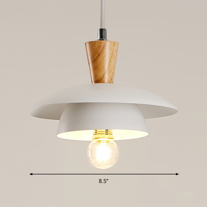 Metal Domed Suspension Lamp Modern Style 1 Light White Ceiling Pendant Light for Dining Room