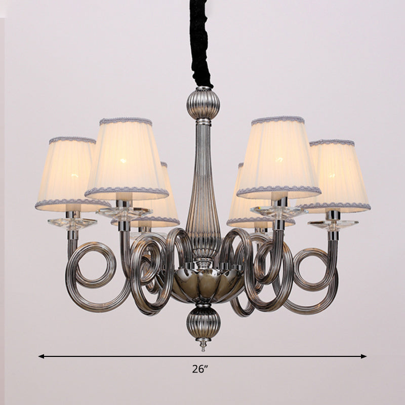 Arenque de brazo remolino vintage 12 luces de 12 luces negras/blancas/rojo accesorio de lámpara colgante de vidrio con tono de tela de cono