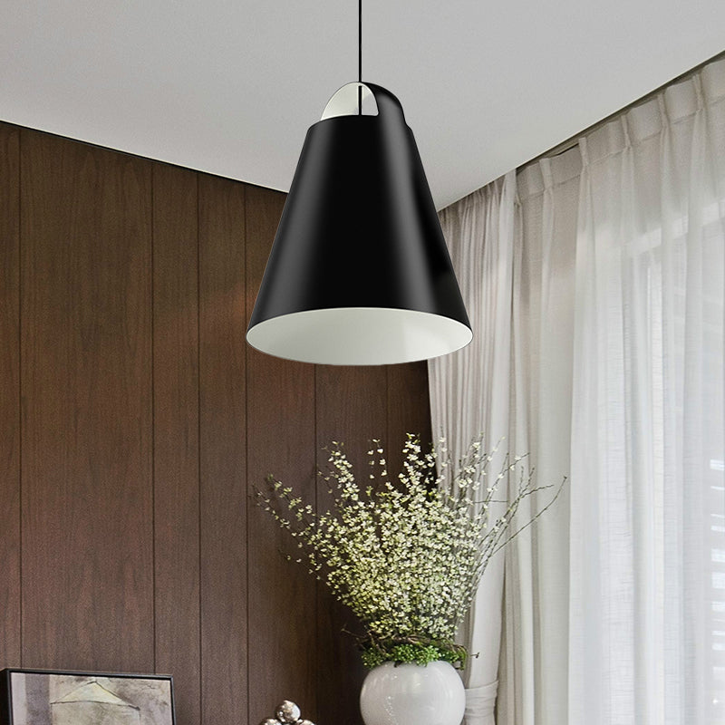 Modernist 1 Head Ceiling Light Black/White Trumpet Suspended Lighting Fixture with Metal Shade