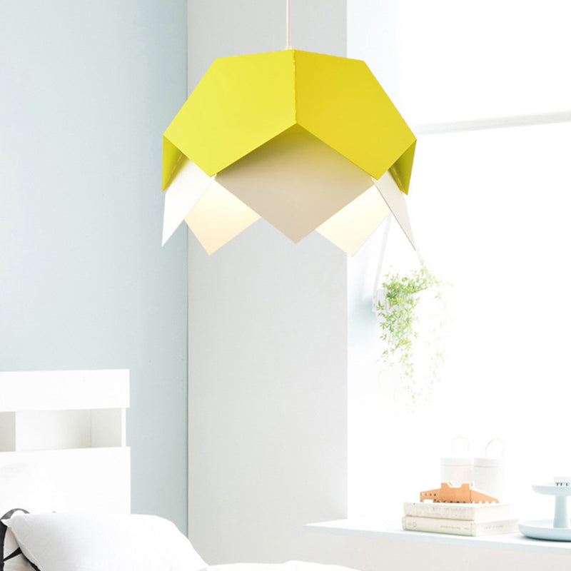 Geometric Metal Ceiling Light Contemporary 1 Light Yellow/Orange/Blue Pendant Lighting Fixture for Dining Room