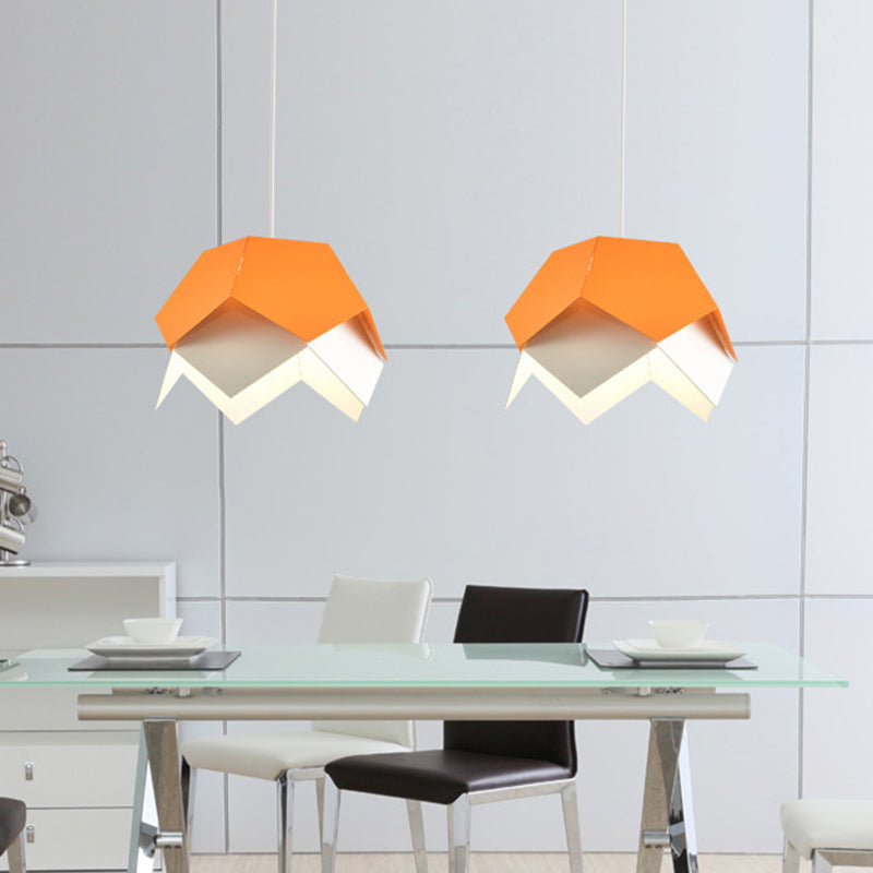 Geometric Metal Ceiling Light Contemporary 1 Light Yellow/Orange/Blue Pendant Lighting Fixture for Dining Room