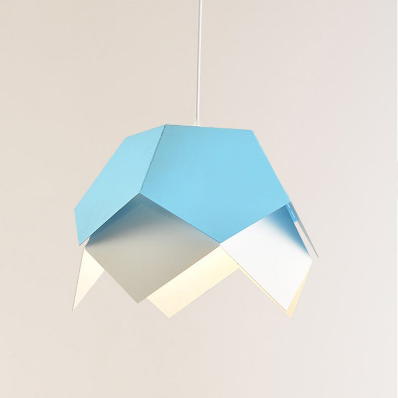 Geometric Metal Ceiling Light Contemporary 1 Light Yellow/Orange/Blue Pendant Lighting Fixture for Dining Room