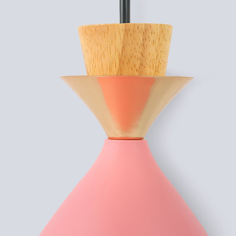 Pink Conical Pendulum Light Modern Style 1 Light Metal Hanging Lamp Kit for Living Room