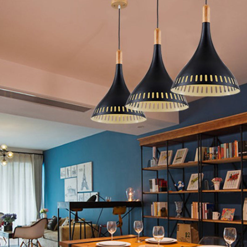 8"/12“ Wide Conical Metal Pendant Contemporary 1 Light Black Hanging Ceiling Light for Dining Room