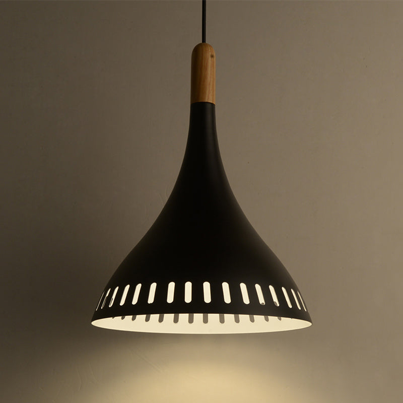 8"/12“ Wide Conical Metal Pendant Contemporary 1 Light Black Hanging Ceiling Light for Dining Room
