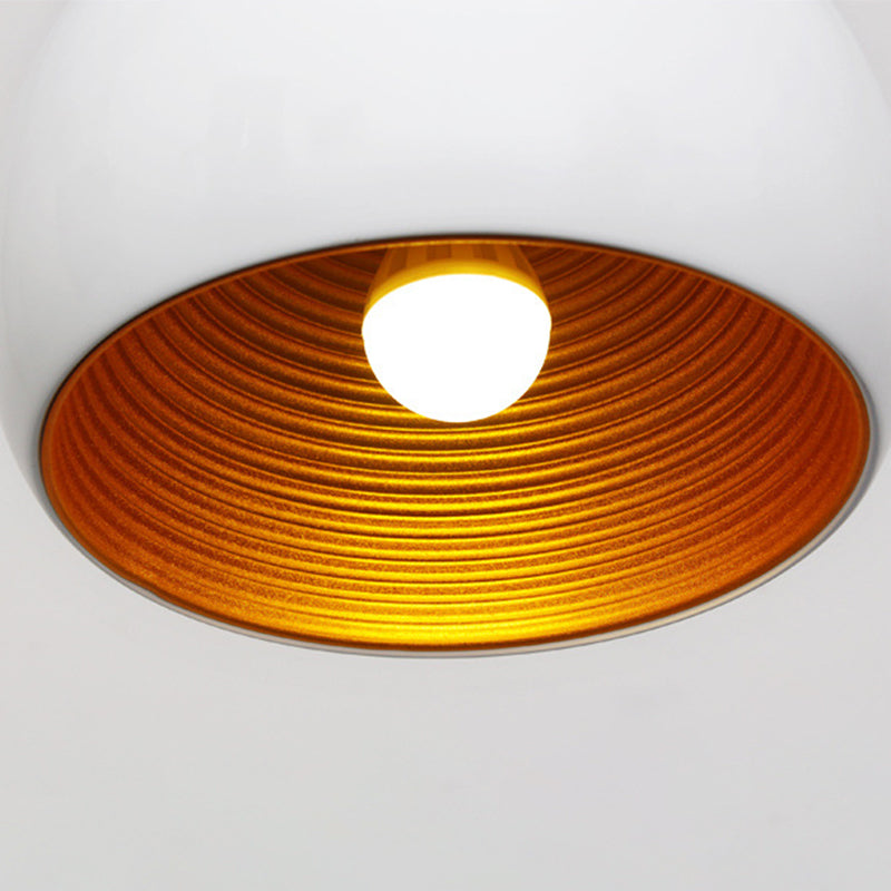 Globe Down Lighting Modernist Metal 1 Head Black/ White Ceiling Suspension Lamp, 10"/14" Wide