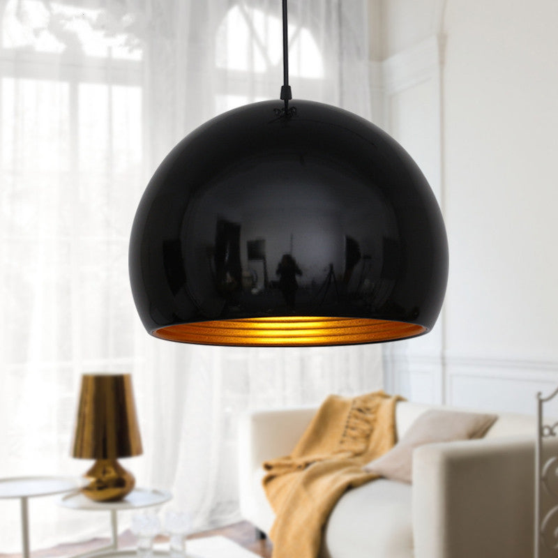 Globe Down Lighting Modernist Metal 1 Head Black/ White Ceiling Suspension Lamp, 10"/14" Wide