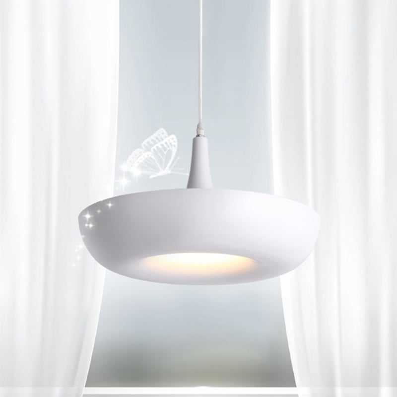 Bowl Dining Room Pendant Lamp Metal 1 Light Modern Style Suspension Light in White