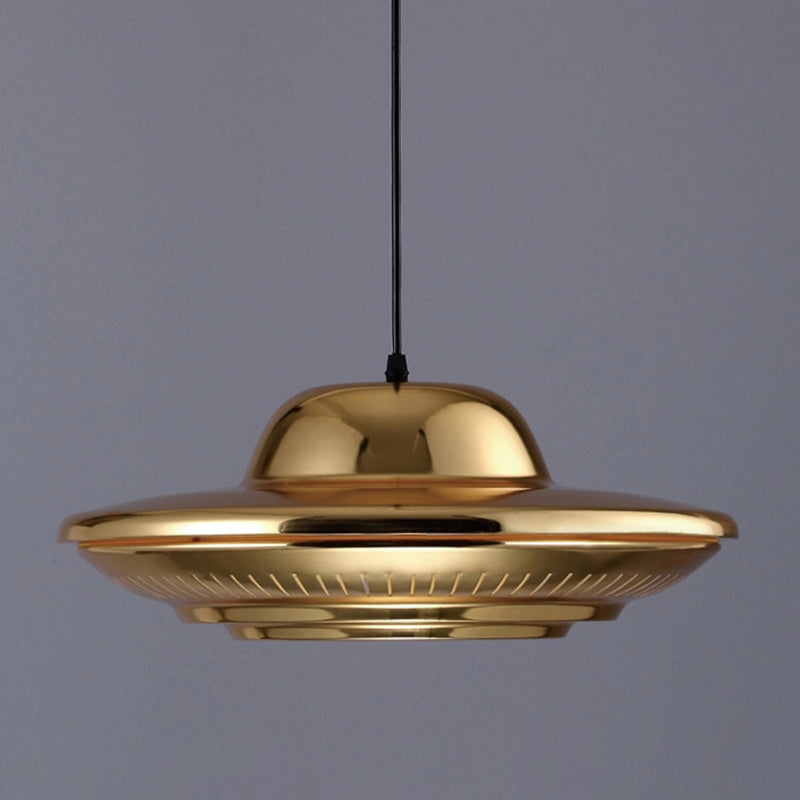 Modern Saucer Pendant Lighting Fixture Metal 16"/18" Wide 1 Light Dining Room Hanging Light Kit in Gold
