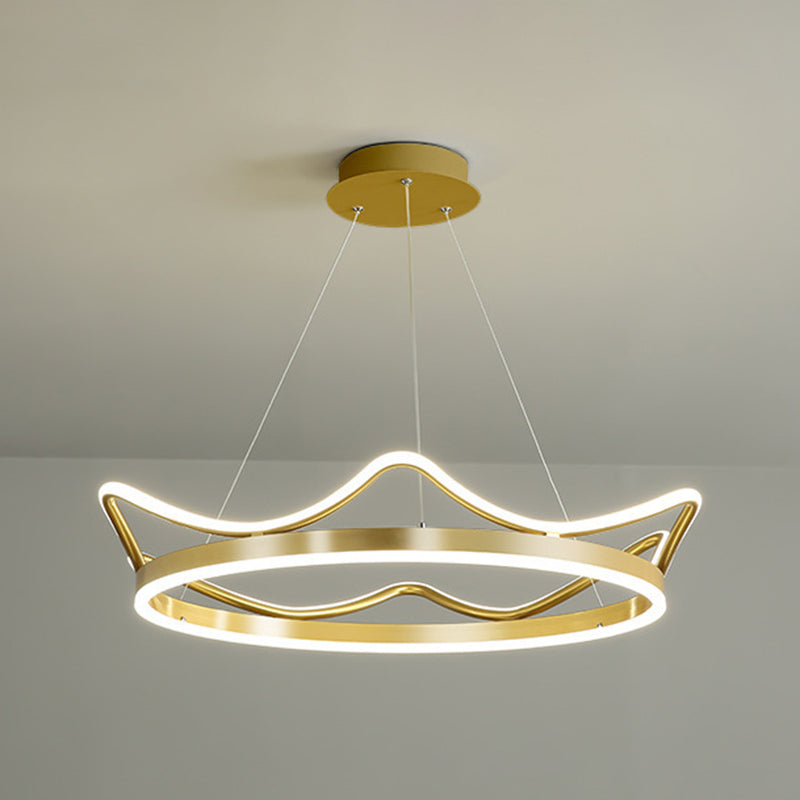 Ultra-modern Crown Pendant Lighting Fixtures Acrylic Hanging Lamp with Hanging Cord for Bedroom
