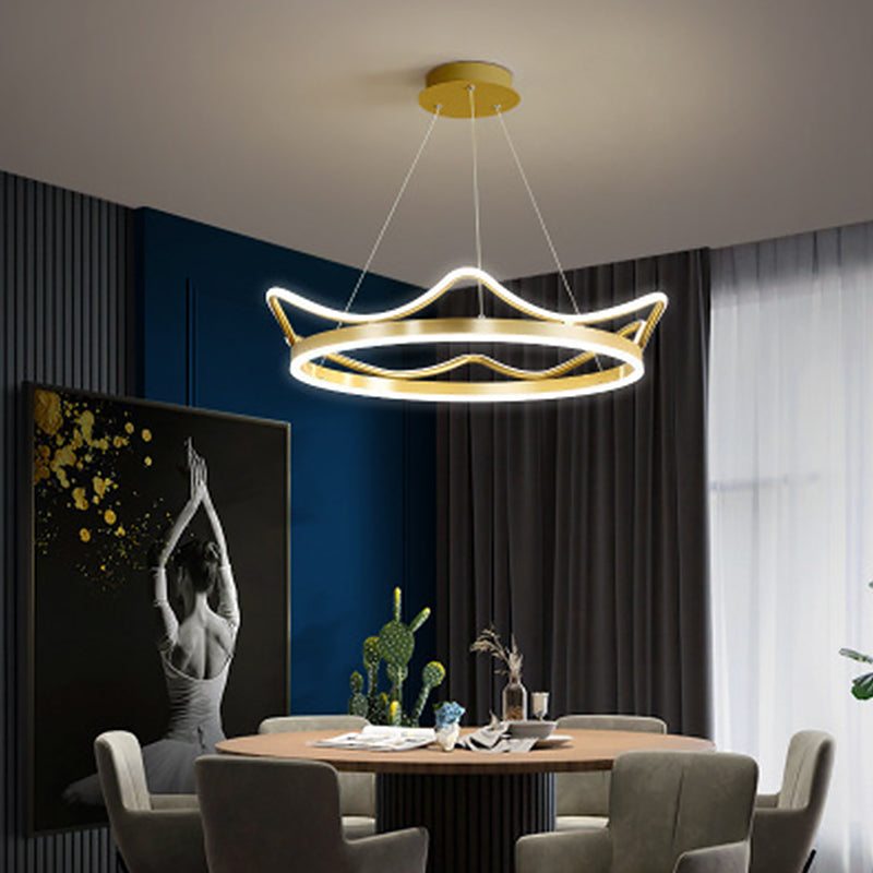 Ultra-modern Crown Pendant Lighting Fixtures Acrylic Hanging Lamp with Hanging Cord for Bedroom