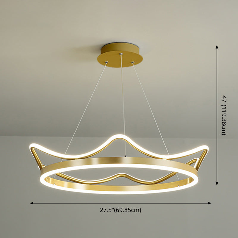 Ultra-modern Crown Pendant Lighting Fixtures Acrylic Hanging Lamp with Hanging Cord for Bedroom